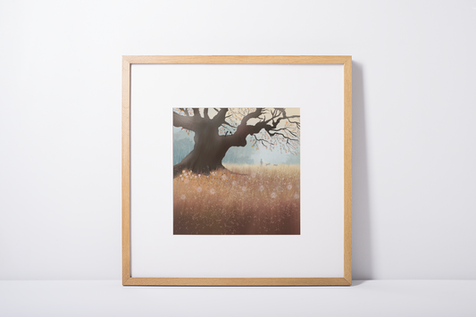 Ancient Oak. Misty autumnal art print. Giclee print signed by artist