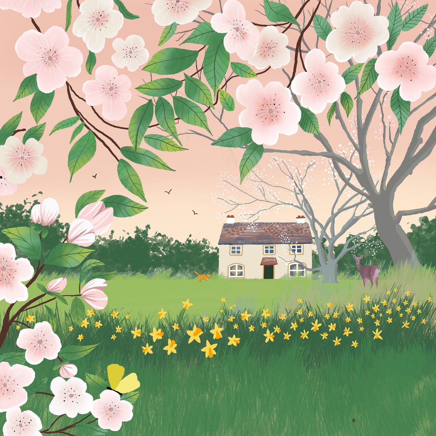 Apple Blossom Cottage Wall art print