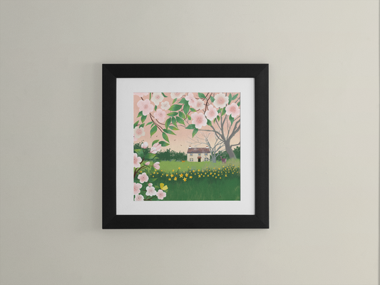 Apple Blossom Cottage Wall art print