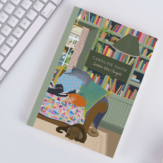 Personalised Notebook - Cats and Dogs - A5 paperback notebook with spine