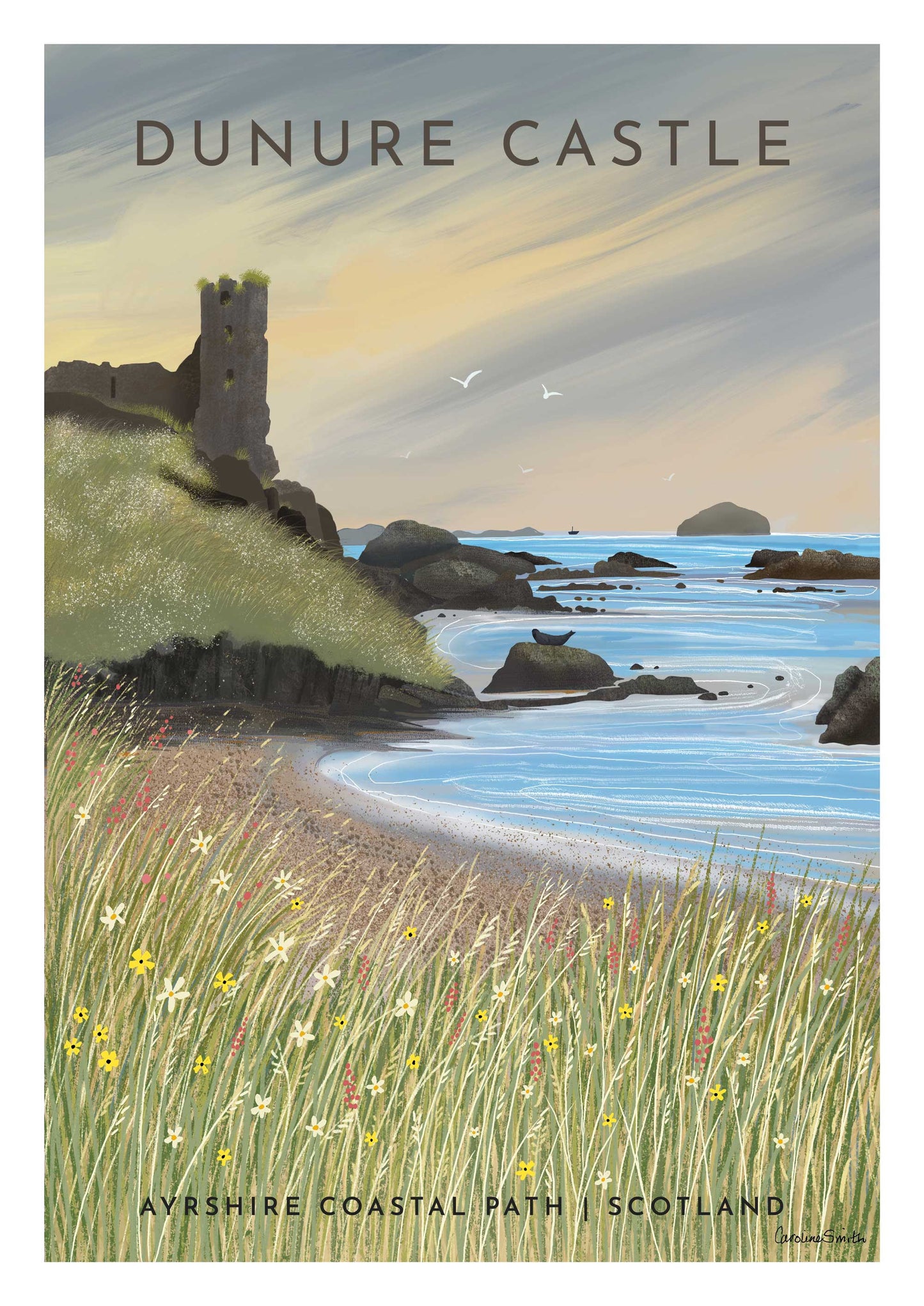 Dunure Castle, Ayrshire - Travel Poster - Framed or unframed, A5.A4.A3,A2,A1