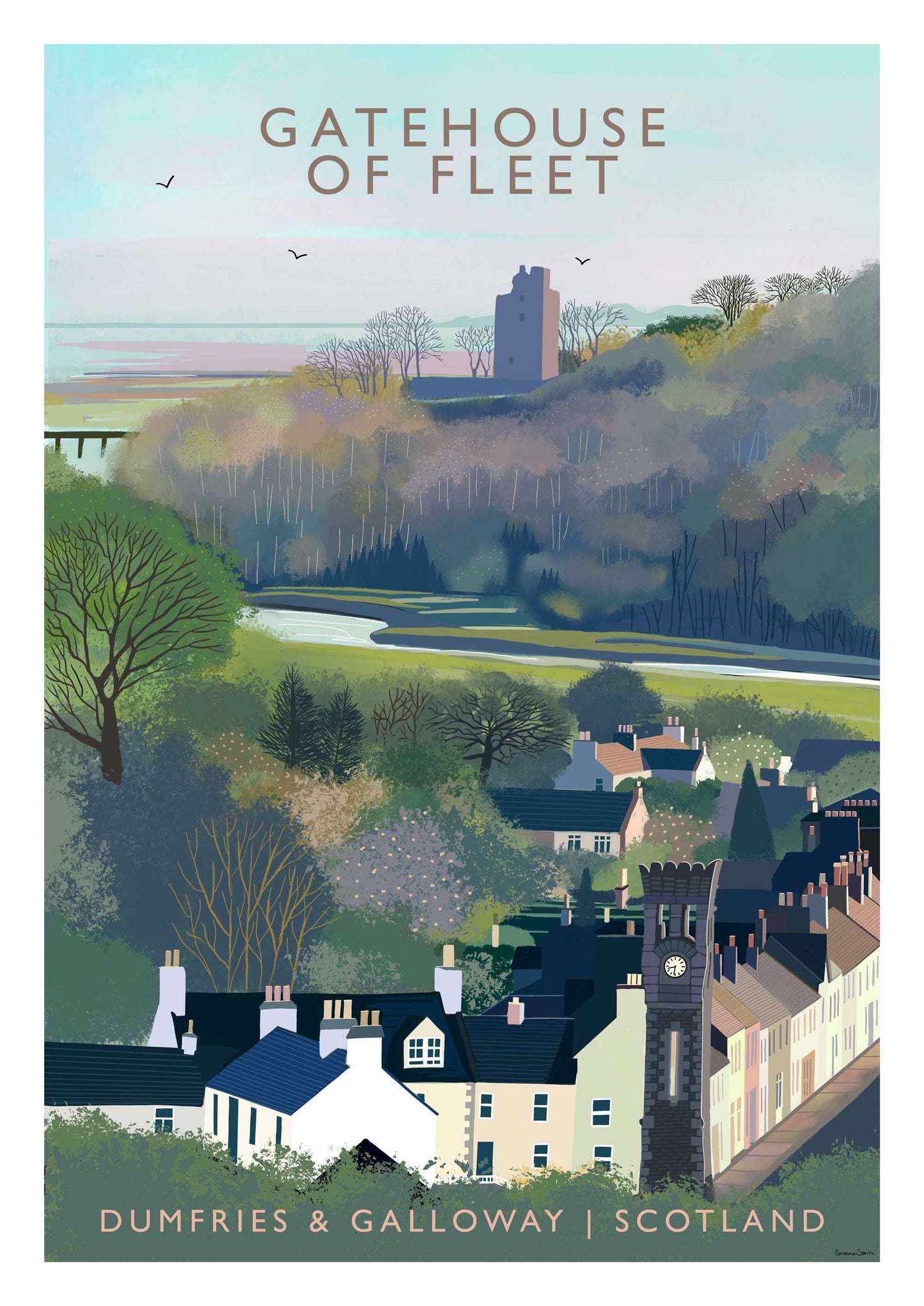 Gatehouse of Fleet, Dumfries & Galloway - Travel Poster - A5, A4, A3, A2, A1 - Print only or Framed