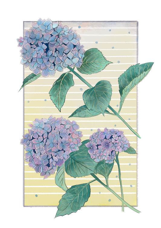 Hydrangea - Vintage style floral art print.