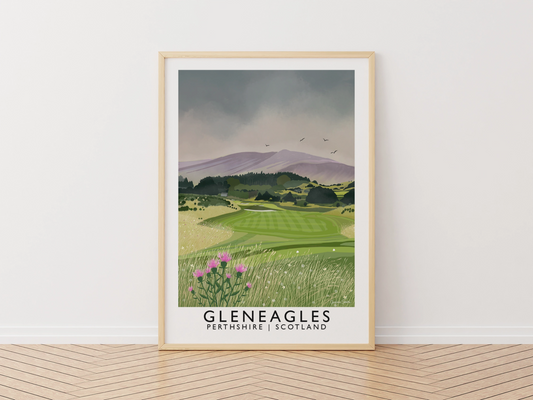 Gleneagles PGA Centenery Course, Railway Poster, Golf Art