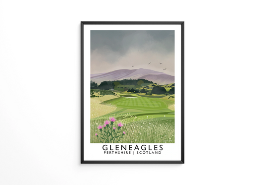 Gleneagles PGA Centenery Course, Railway Poster, Golf Art