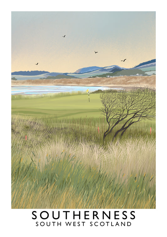 Southerness Golf Course, Railway Poster, Golf Art