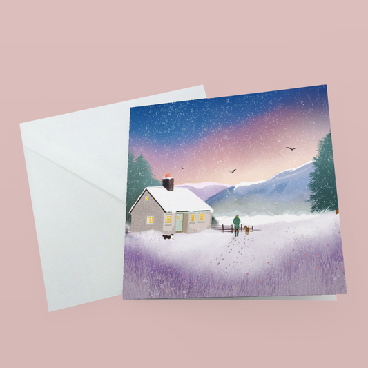 Greetings card - The Shooting Lodge . Christmas card, birthday card, thank you card. Scottish Highland landscape
