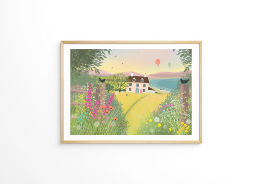 The Pink House Art Print. Galloway Days Summer 2025 Collection. Country Coastal Vibes
