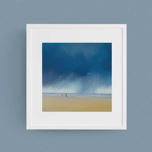 Touch Down. Big Dramatic Sky at the Beach art print. Giclee print signed by artist