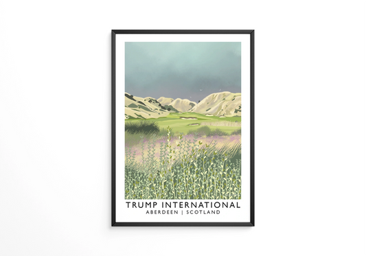 Trump International, Aberdeen, Railway Poster, Golf Art