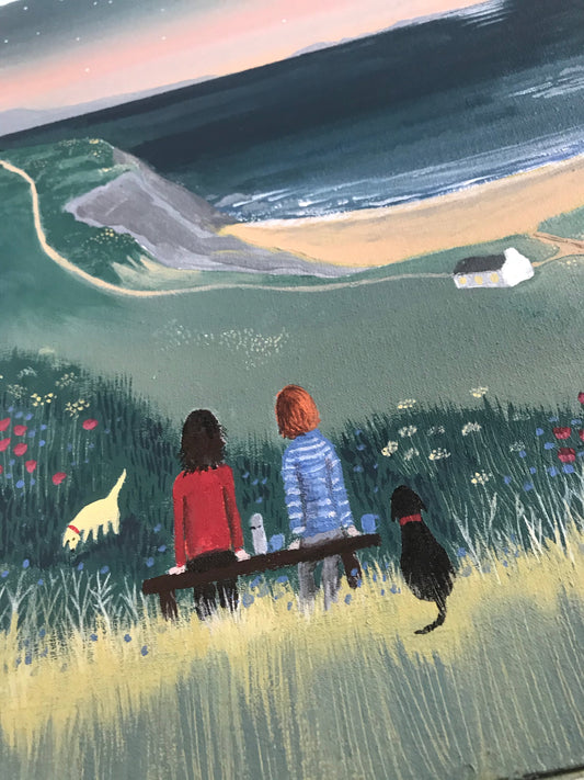 The End of the Day, inspired by evening dog walks. Giclee Art Print, Signed by artist.