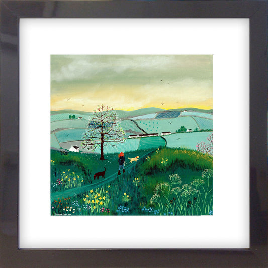Early Start Art Print, Dog Walk Landscape, Wigtownshire