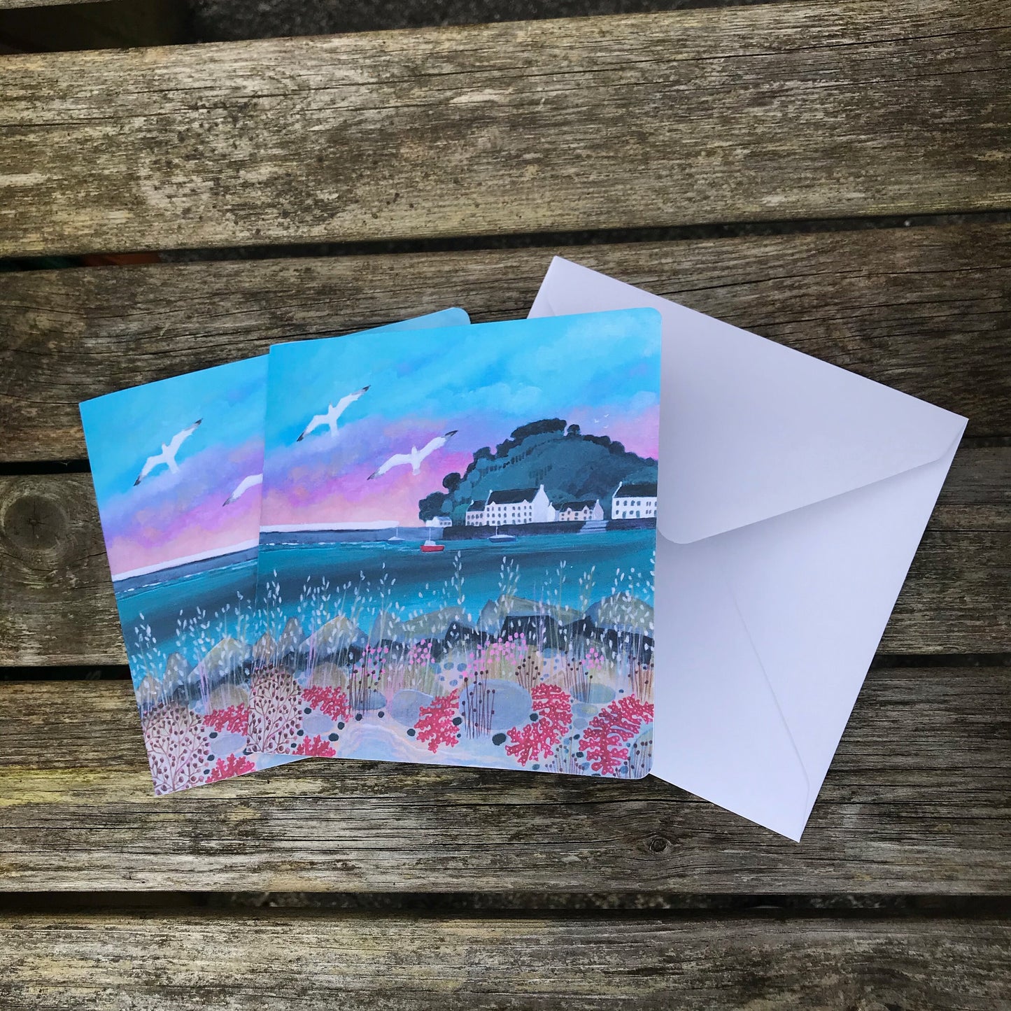 Garlieston Harbour greetings card, Mulberry harbour, South West Scotland