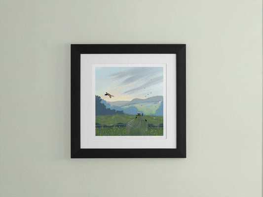 Escape - Signed Giclee Print, Moorland Landscape, Labradors & Border Collie and a Landrover Defender. Art print, Home Decor, Office Art