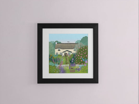 Rose Cottage Giclee Print – English Garden Art, Signed Print