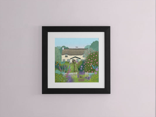 Rose Cottage Giclee Print – English Garden Art, Signed Print