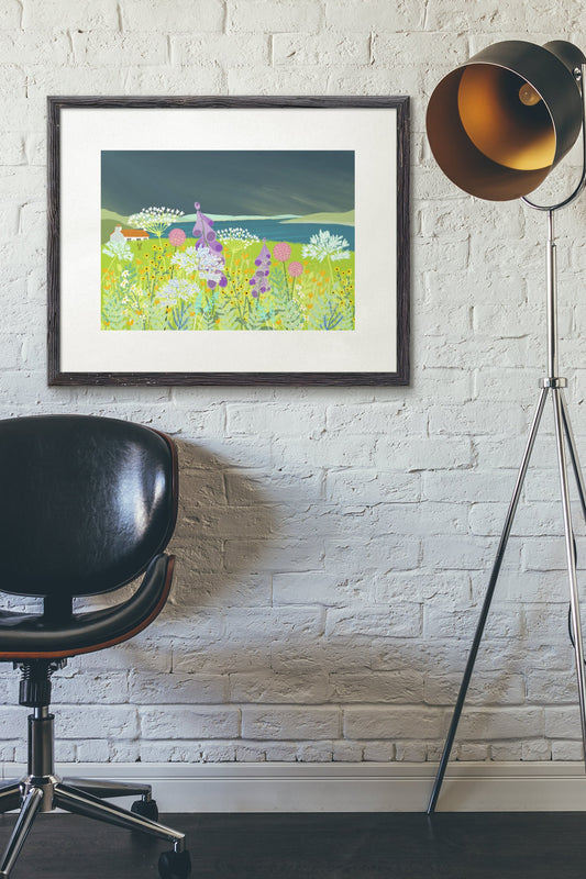 Hebridean Summer - Signed Giclee Print. Art print, Home Decor, Office Art. Wildflowers on a remote Scottish Coast.
