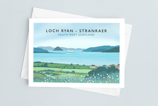 The Rhins of Galloway Greetings Cards or Postcards from original art. Pack of 4 Cards. Stranraer, Portpatrick, Mull of Galloway, Port Logan.