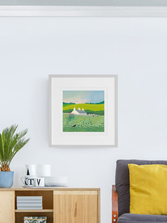 Wigtownshire Cottage Art Print, Summer Wildflowers, Signed Giclee Print