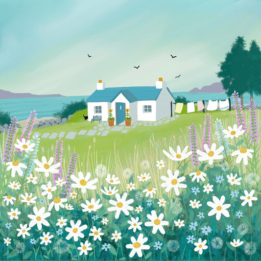 Fresh as a Daisy greetings card from an original painting by Caroline Smith. Blank greetings cards.