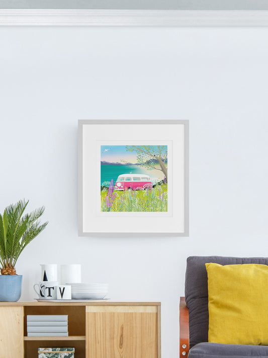 Campervan Scottish Loch Art Print: Signed Giclee Home Decor