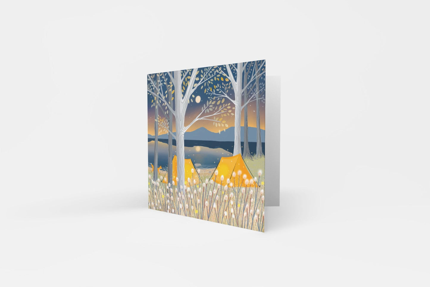 Wild Camping greetings card from an original painting by Caroline Smith. Blank greetings cards.