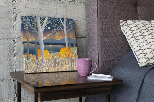 Wild Camping Canvas - various sizes - from an Original Painting by Caroline Smith - Canvas print of wild camping near scottish beach