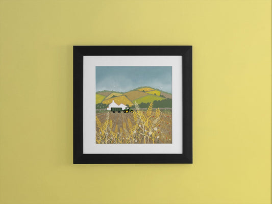 Fields of Gold - Signed Giclee Print of the Scottish countryside at harvest time. Art print, Home Decor, Wall Art. Print only or framed.