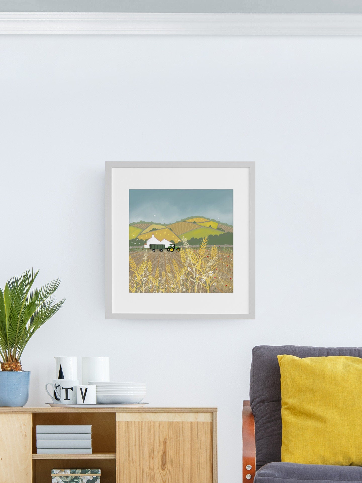 Fields of Gold - Signed Giclee Print of the Scottish countryside at harvest time. Art print, Home Decor, Wall Art. Print only or framed.