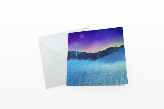 Aurora, greetings card. Scottish Landscape card. Scotland card.