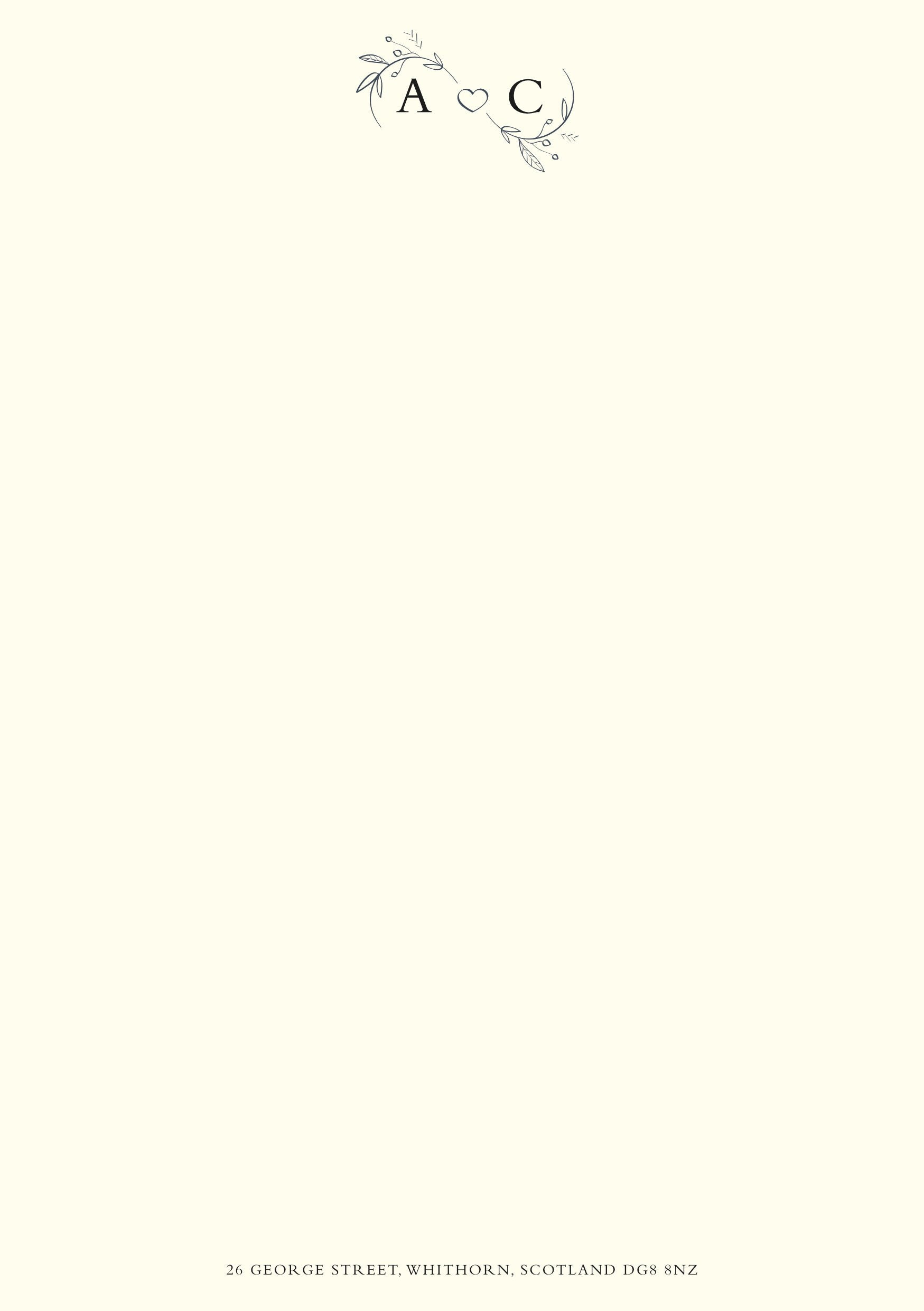 Luxury Monogrammed Wedding Personalised Stationery. Letter writing paper and envelopes. Vintage Style Wedding Notepaper and Envelopes.