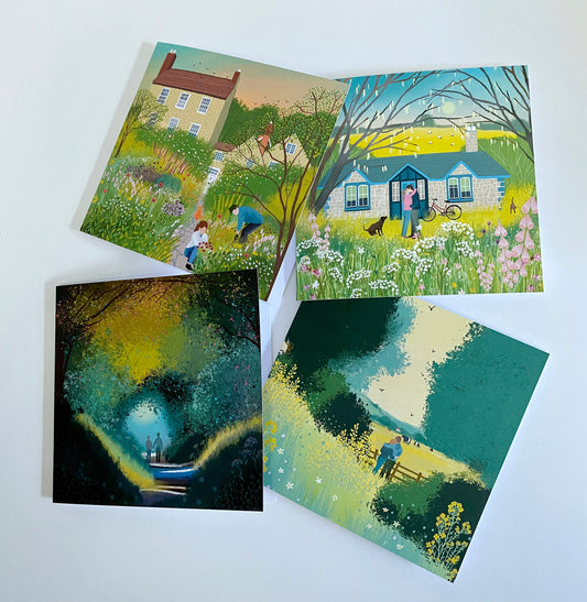 Spring Romance Card Collection. Handprinted greetings cards. Perfect for valentines, weddings, engagements and anniversaries.