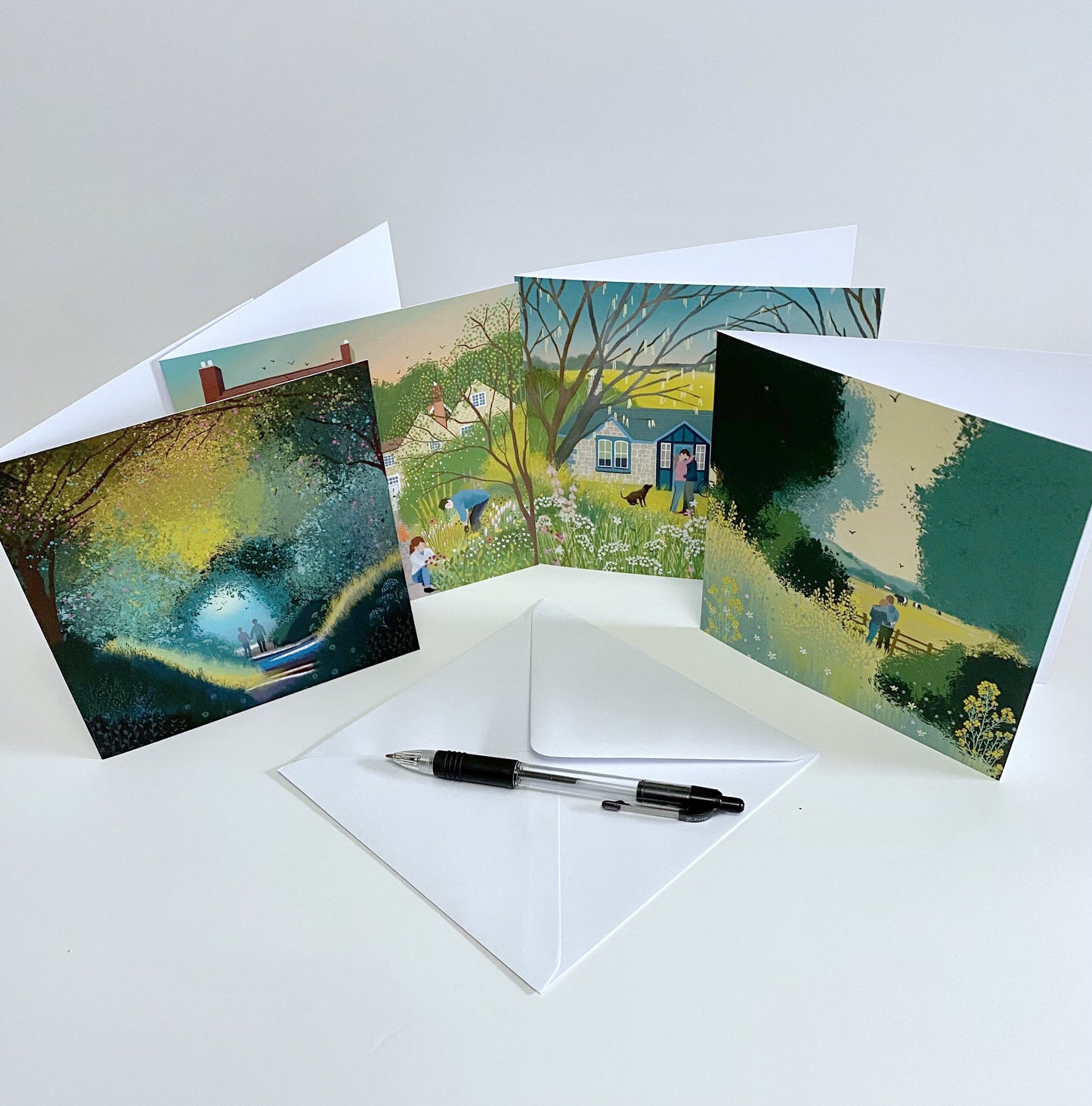 Love is in the Air, greetings card, valentines card, engagement card, wedding card. Spring romance. Unique cards from original artwork.