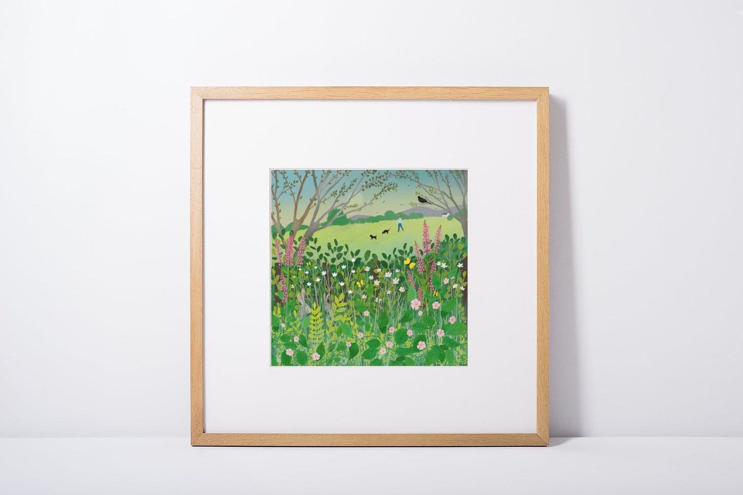 Wall art print of Morning Hedgerow - Signed Giclee Print. Home Decor, Wall Decor, Office Art. Cottagecore, Summer Morning Landscape.