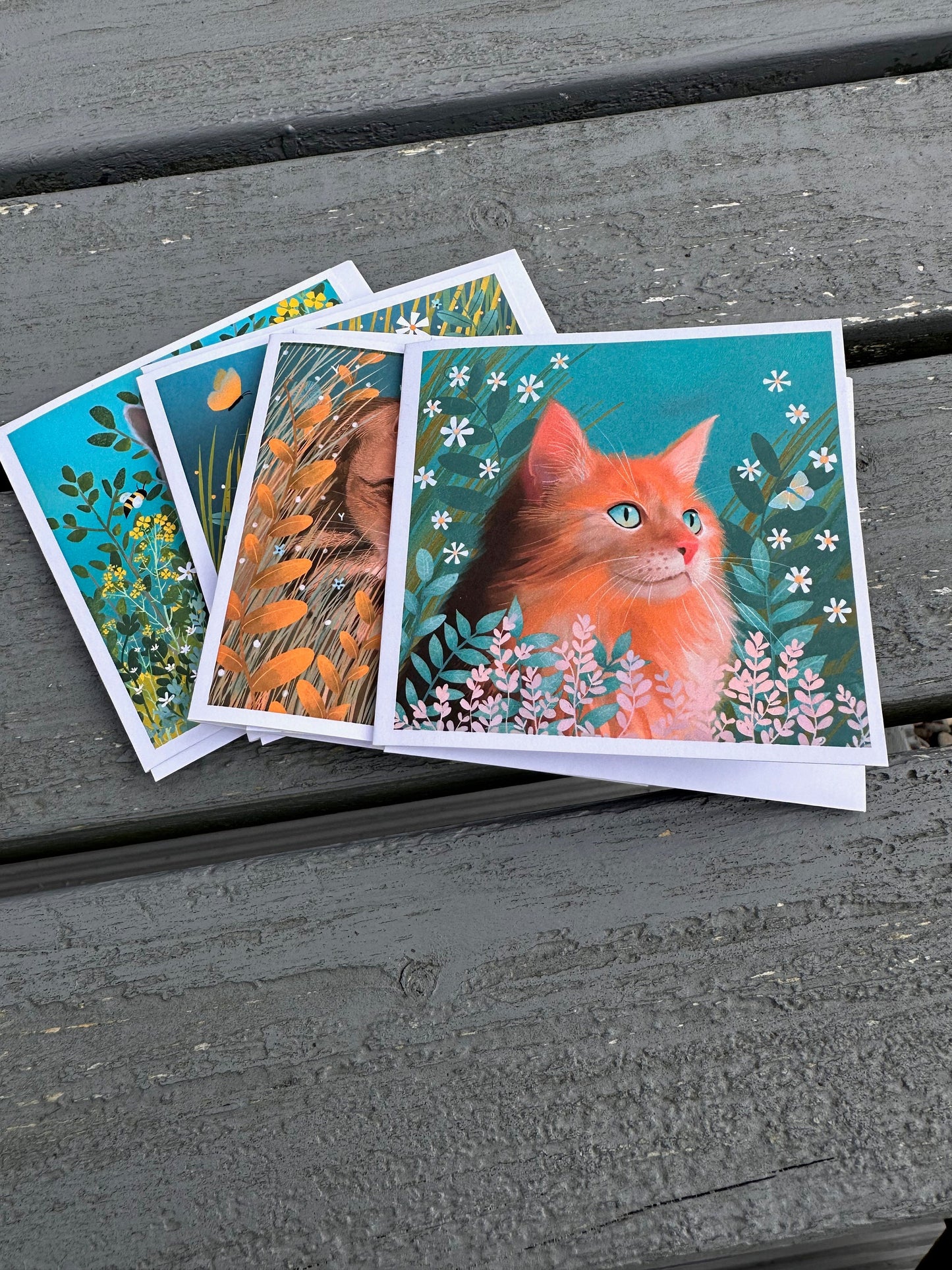 Pack of 8 Cat Notelets. Cat Lovers Notelets, perfect for gift cards and thank yous. Featuring 4 beautiful cats - 2 cards off each image
