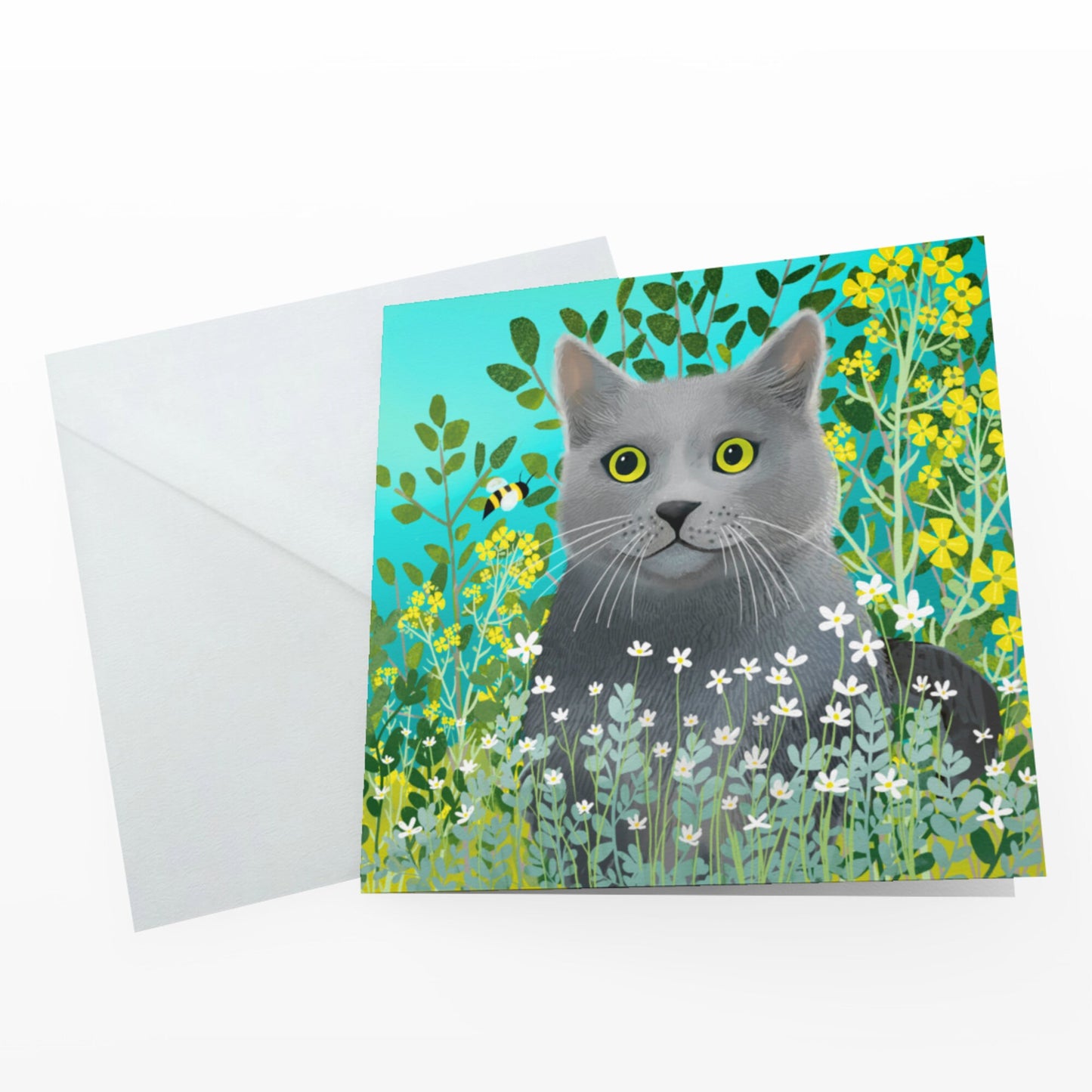 Bubba the Cat, greetings card. Grey cat. Cat lovers greeting cards handmade. Card for birthday, anniversary, housewarming or thank you