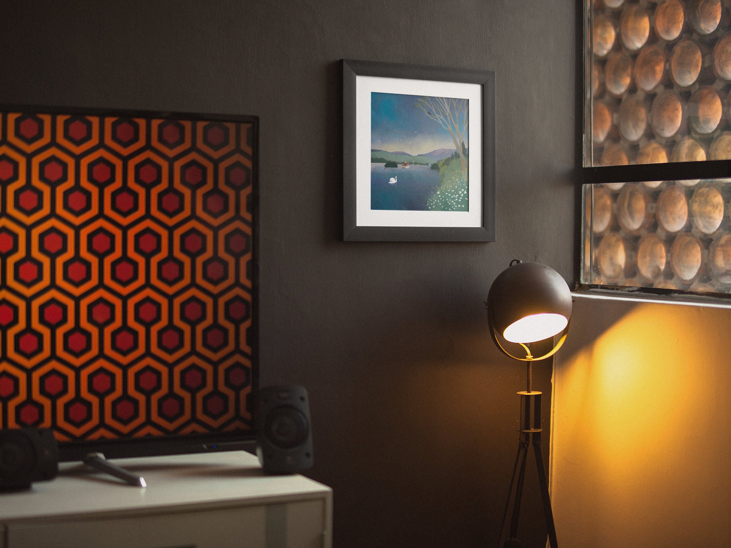 Windermere signed print. Wall art inspired by a visit to Windermere in the Lake District. Giclee Art print signed by artist