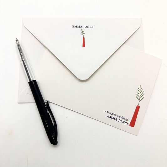 Personalised White Correspondence Cards and envelopes. Perfect for handwritten notes. Available with a gift box. Six designs to choose from.