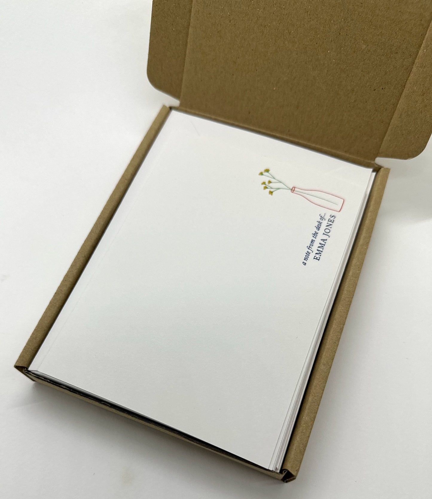 Personalised White Correspondence Cards and envelopes. Perfect for handwritten notes. Available with a gift box. Six designs to choose from.