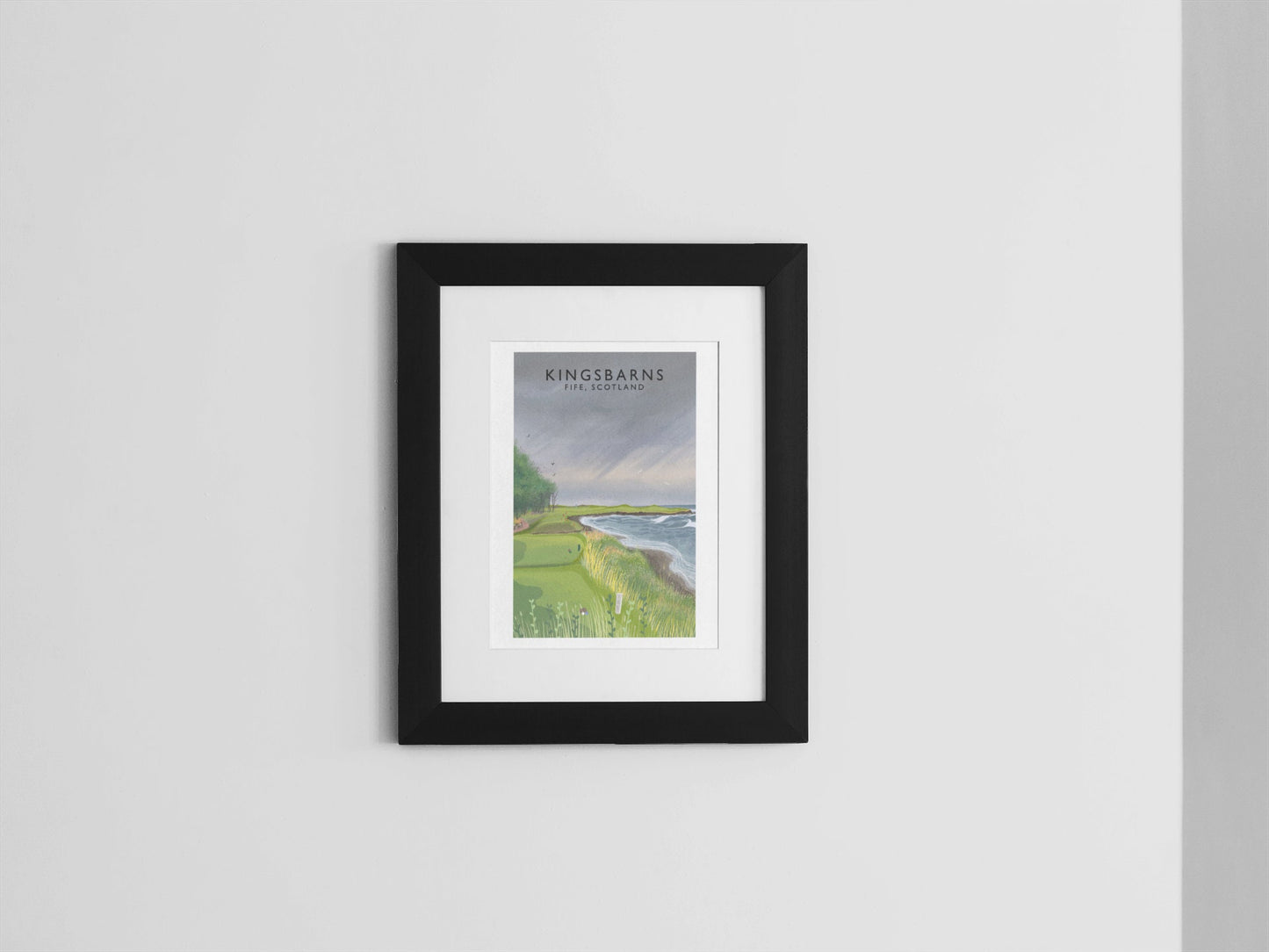 Kingsbarns Golf Links, Fife, Scotland, Golf Poster, Golf Art, Travel Poster style signed giclee print from original art, Made in Scotland