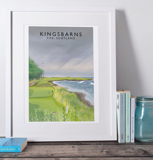 Kingsbarns Golf Links, Fife, Scotland, Golf Poster, Golf Art, Travel Poster style signed giclee print from original art, Made in Scotland