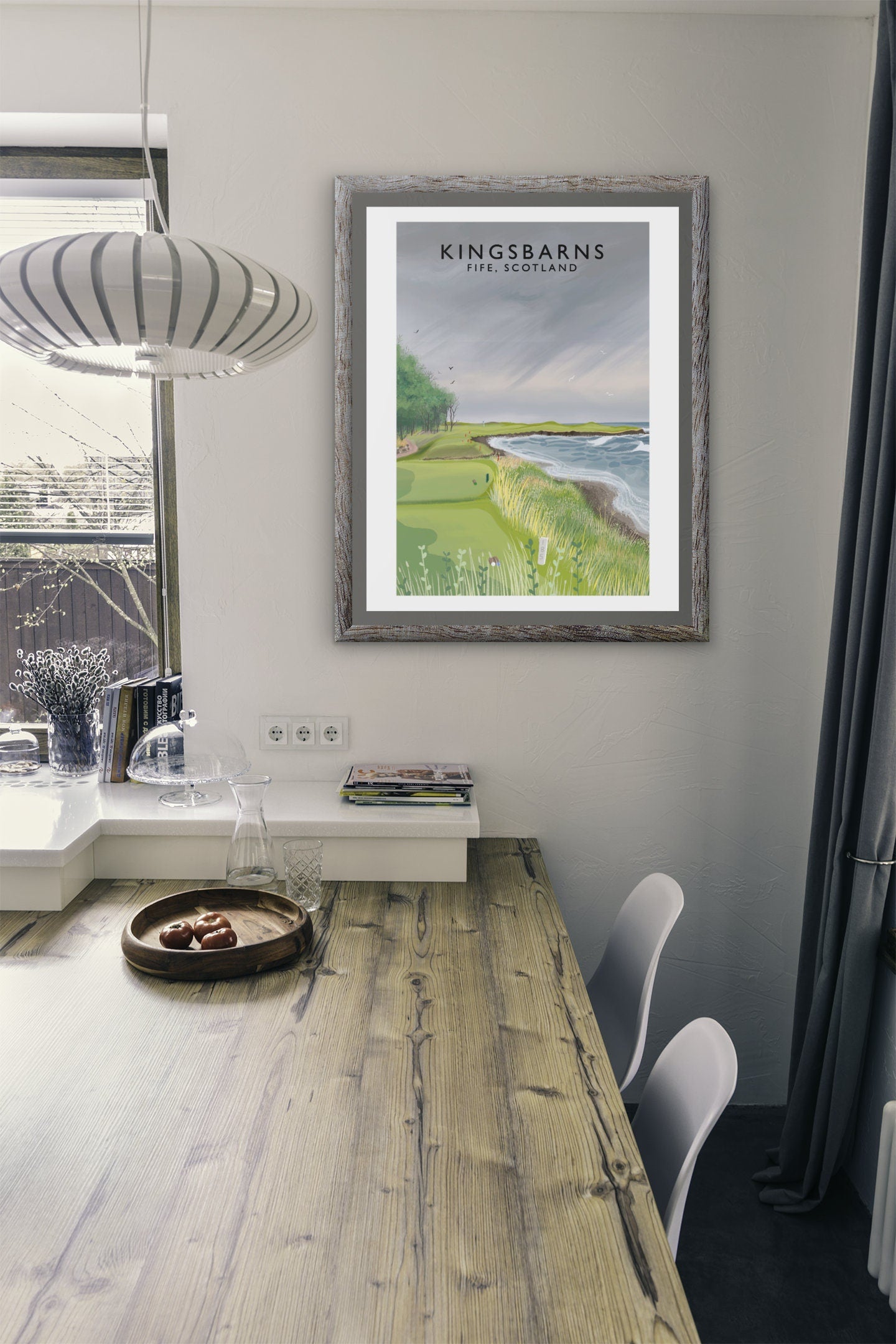 Kingsbarns Golf Links, Fife, Scotland, Golf Poster, Golf Art, Travel Poster style signed giclee print from original art, Made in Scotland