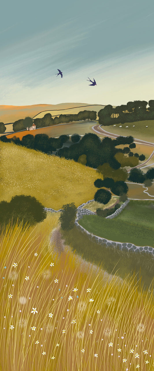 Canvas Art - The Long and Winding Road. Colourful art wall canvas of country landscape with country lane. Summer Art. Gift for Home.