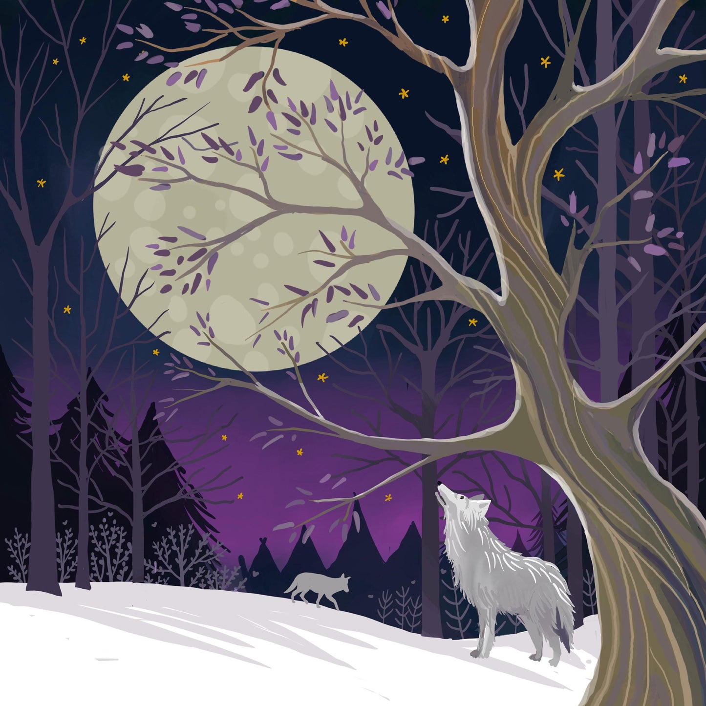 Snowy Wolf Christmas Card