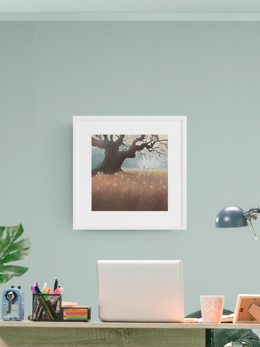 Ancient Oak Art Print: Misty Autumnal Landscape, Signed Giclee