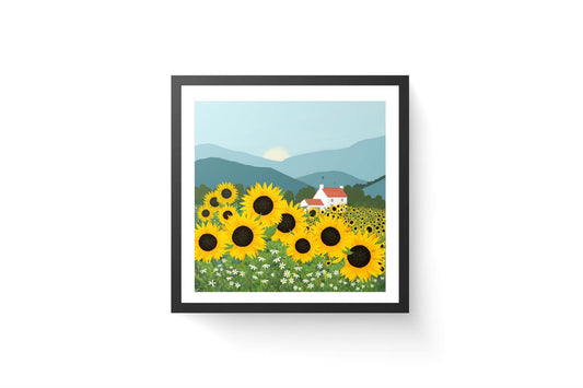 Signed Sunflower Giclee Art Print: Scottish Country Landscape
