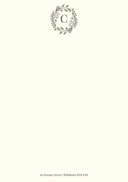 Luxury Floral Monogrammed Personalised Stationery. Letter writing paper and envelopes. Floral design. Vintage Style Notepaper and Envelopes.