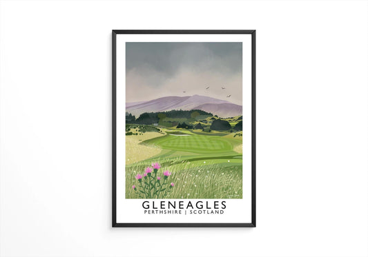 Gleneagles PGA Centenery Course, Railway Poster, Golf Art