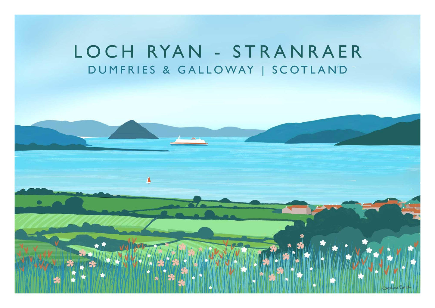 Loch Ryan, Stranraer- Travel Poster Print only or framed. A5,A4,A3,A2,A1.
