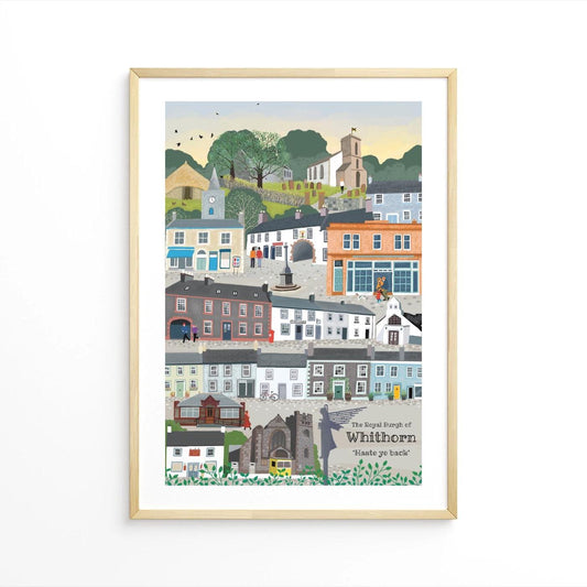 Whithorn Poster, South West Scotland, Scottish Illustrated Landscape, Wall Art, Quality Giclee Art Print signed by the Artist